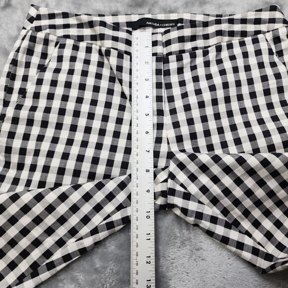 Amanda + Chelsea Pants Womens 2 Black White Check Gingham Ankle Low Rise Stretch - Picture 9 of 12